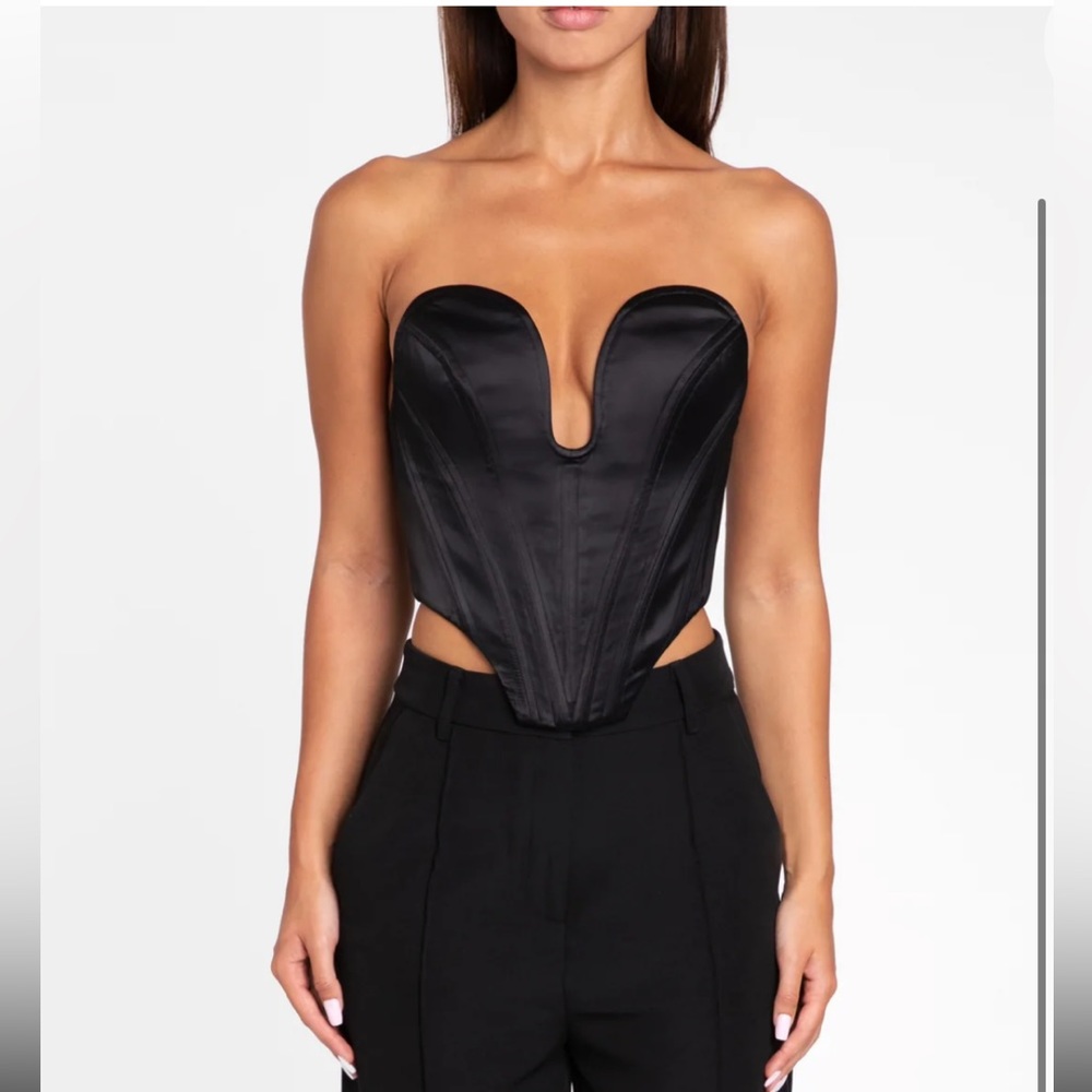Heiress beverly hills Strapless Black Satin Corset Top